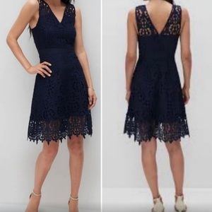 Navy blue lace A-line dress. Banana Republic NWT